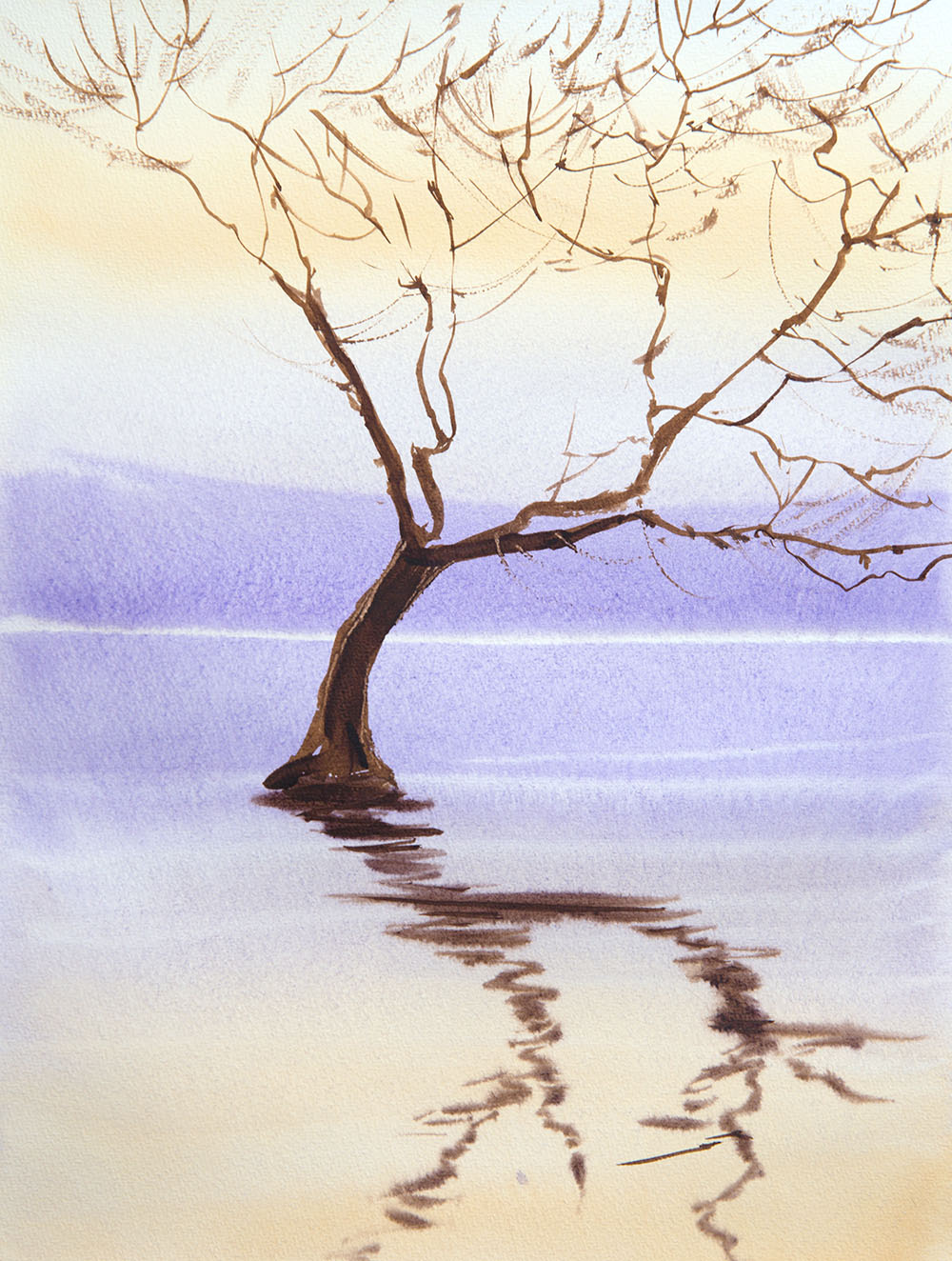 Простой пейзаж по-сырому. Акварельная живопись - К_0.jpg